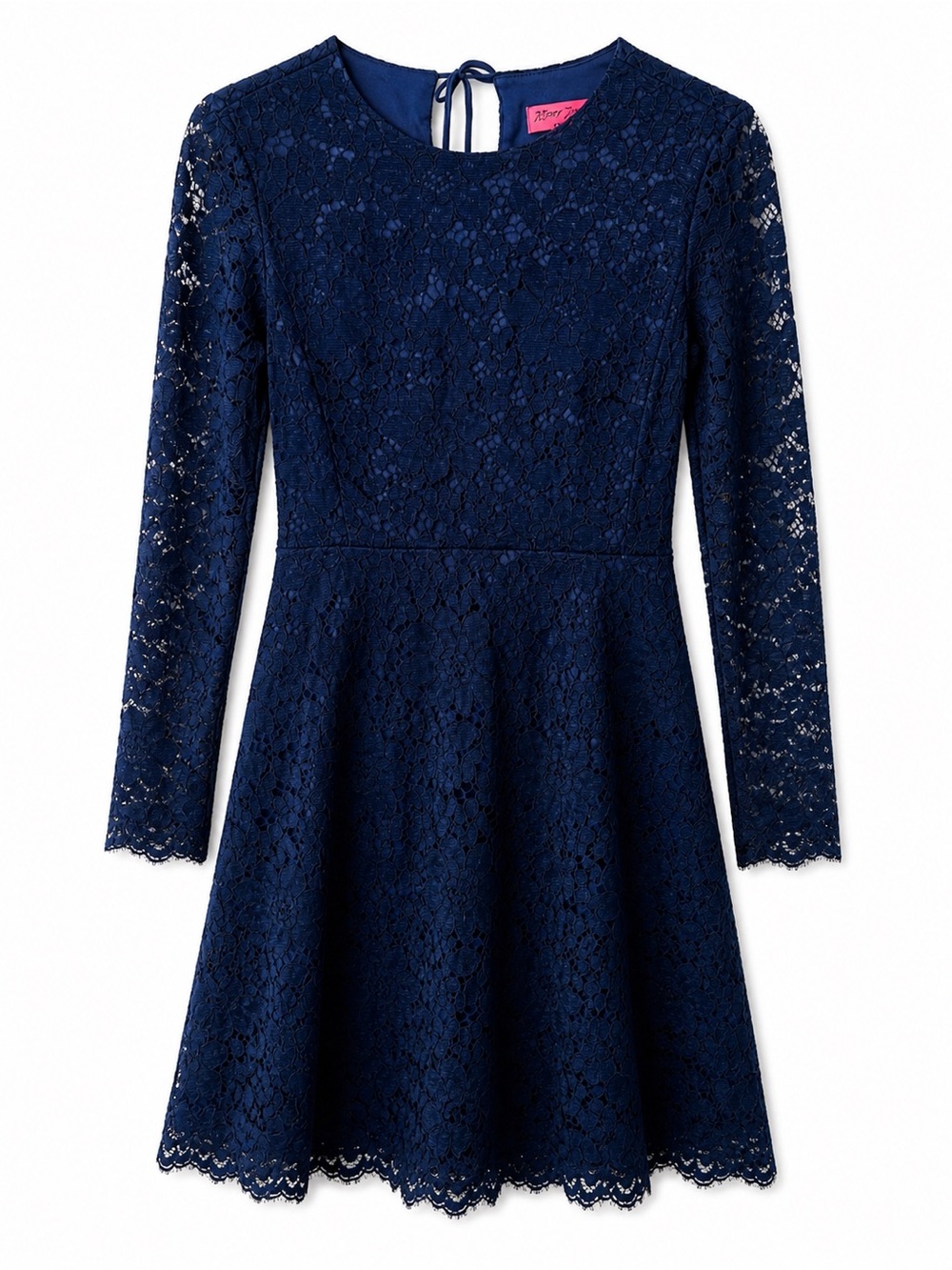 Betsey Johnson Navy Lace Long-Sleeve Skater Dress NWT Size2 Knee Length.